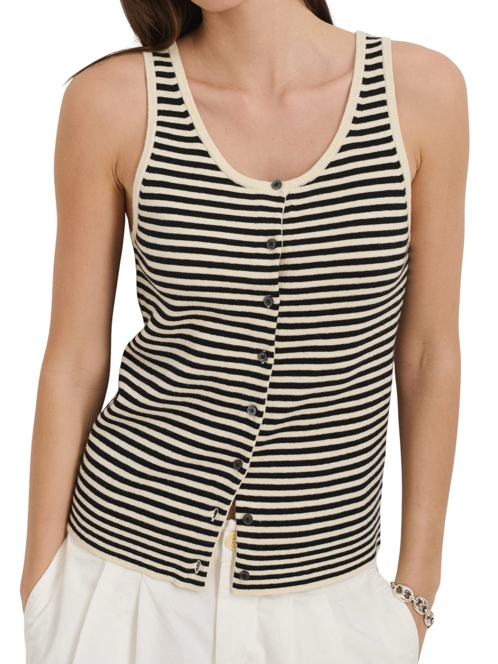 NWT Alex Mill Louisa Stripe Sweater Vest in cream and black size small